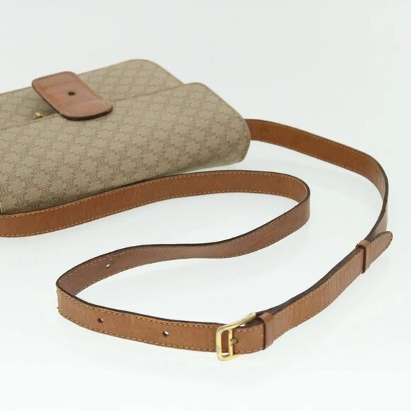 CELINE Macadam Canvas Shoulder Bag Canvas Leather Beige Brown Auth 51028 - Picture 9 of 15